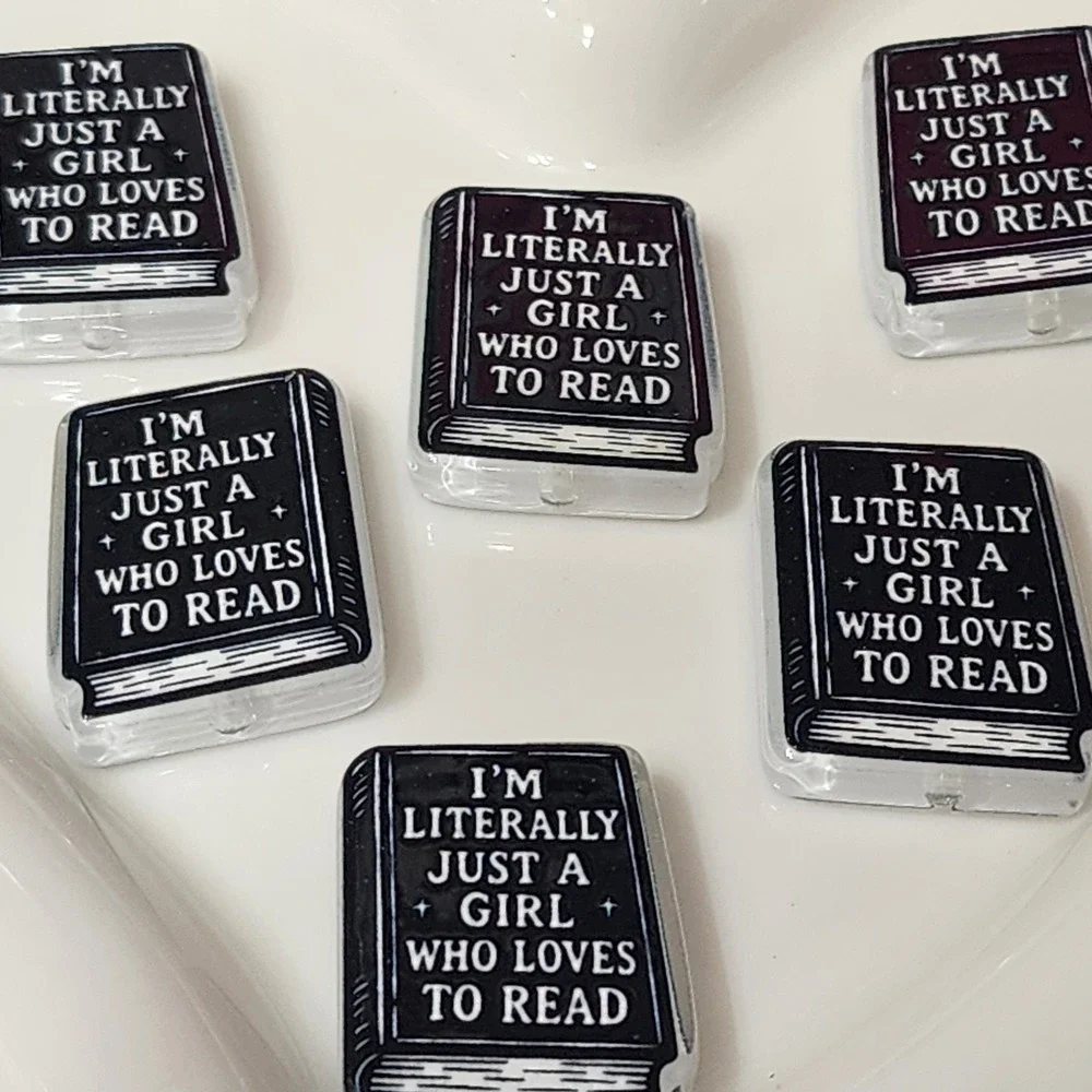 Reading Books Beads 2 Pcs Focal Beads Beaded Pen Jewelry Making Crafts Charms